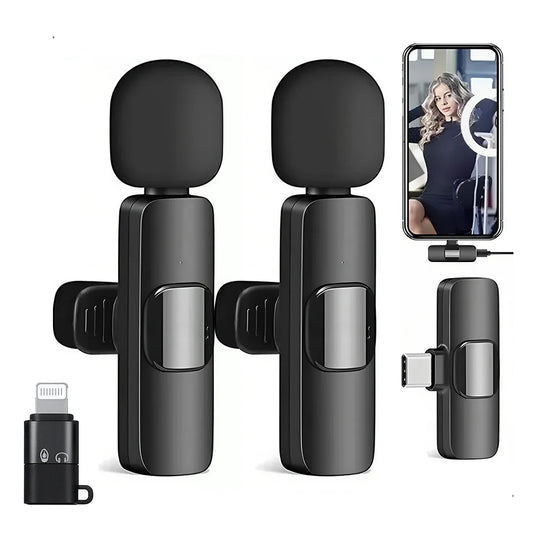 CHAMPKIA K9 Dual Wireless Lavalier Microphone for All Smartphones | Noise Cancellation Dual Mic Set with Receiver for Recording Interviews, Vlogs, YouTube, Reels