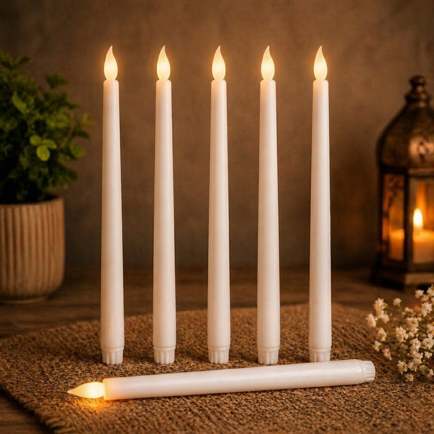 DECOVAA Flameless LED Taper Candles 11 Inch, Battery Operated Candles with Realistic 3D Flickering Flame, Dripless Smokeless Decorative Lights for Home Decor, Diwali, Wedding, Dinner