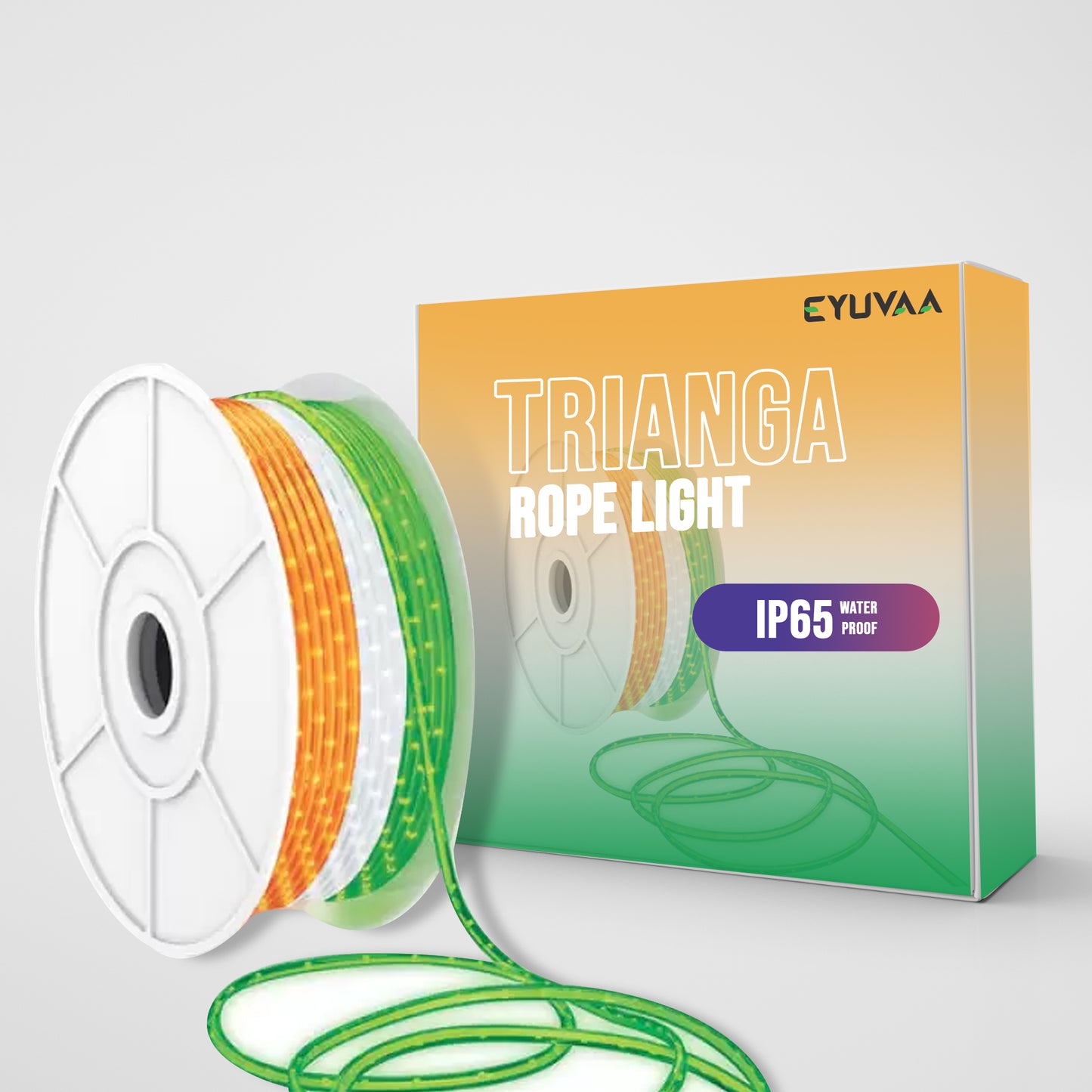 18 Meter Trianga LED Rope Light Indian Tricolor Strip Light Orange, White, Green Colour in Single Strip