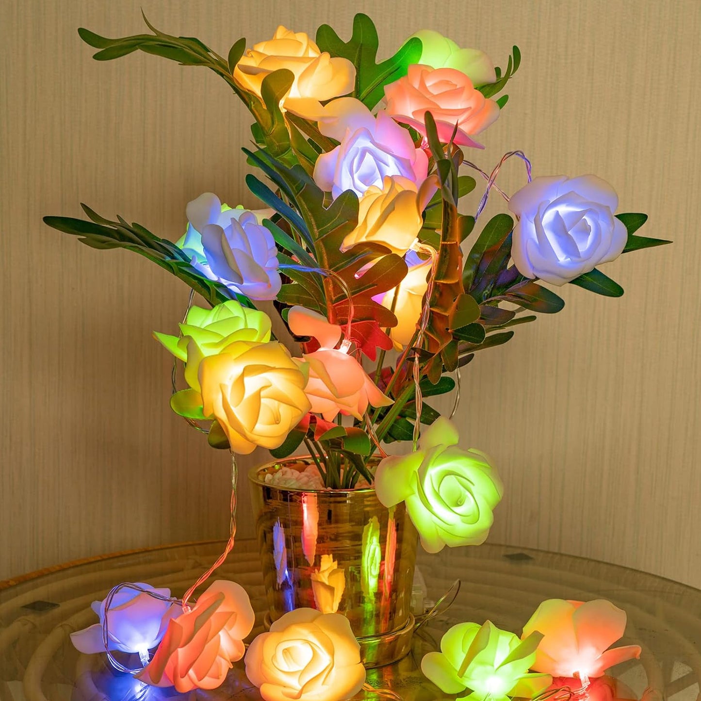 Rose Shape Plastic Flower LED String Fairy Light 16LED 6 Meter Night Light  for home decoration Décor ( multi colour)