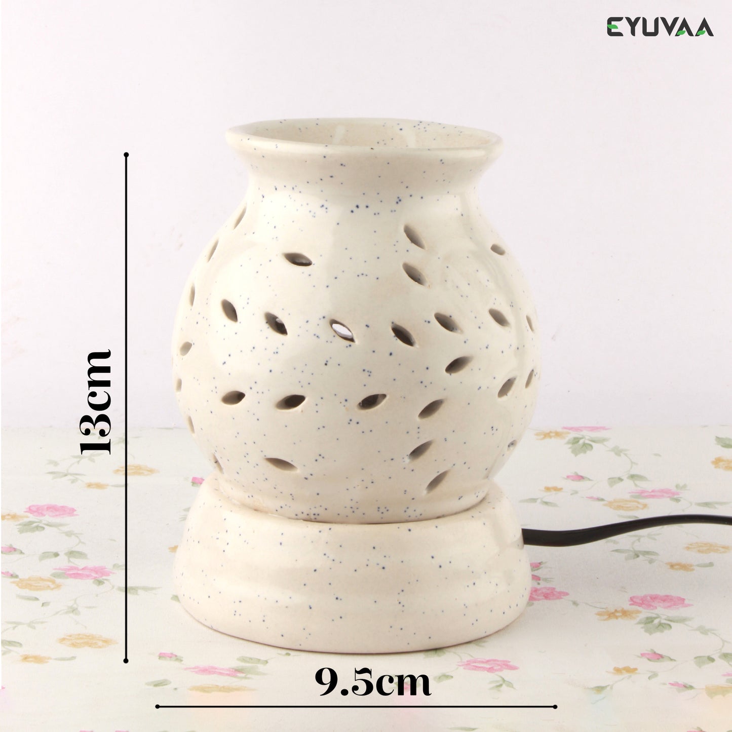 Ethnic Electric Aroma Burner Diffuser Set for Home Fragrance, Aroma Oil Warmer Cum Night lamp with 10ml Essential Oil (White)