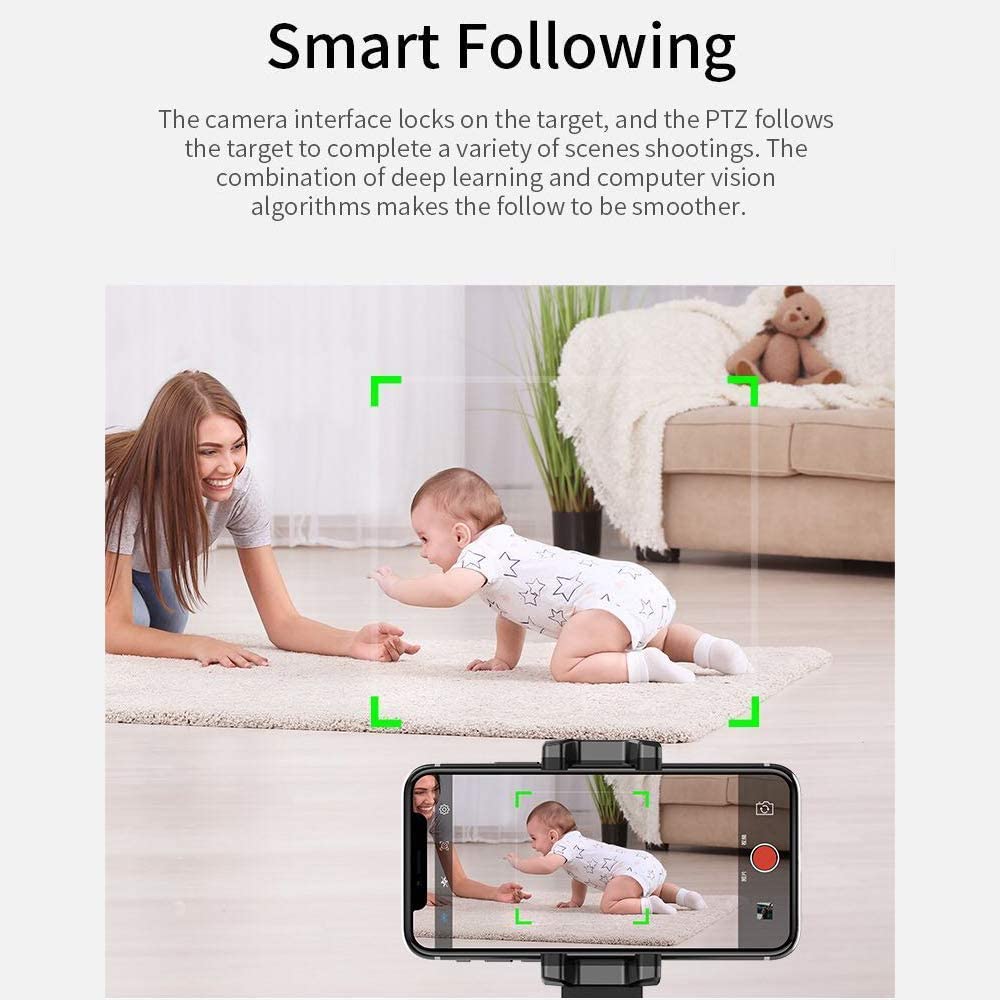 The Personal Robot-Cameraman, 360 Rotation Auto Tracking rotatable Smart Following Face & Object Tracking Intelligent shootings Phone Mount Personal Sensor Holder Tripod