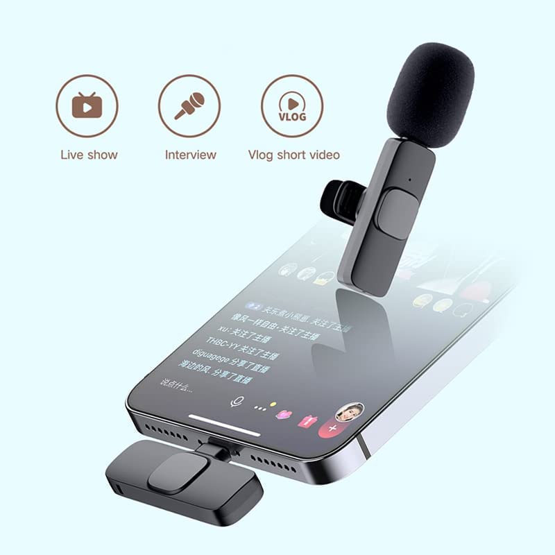 EYUVAA Wireless Collar Mic Mini Lavalier Lapel Collar Microphone for Live Shows Interview Vlog Short Videos
