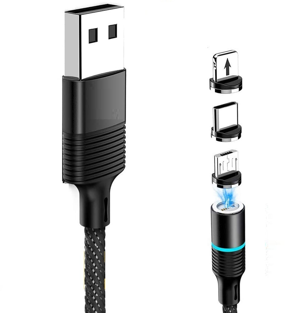 Magnetic 3 In 1 Charging Cable 3 Pins (Multicolor)