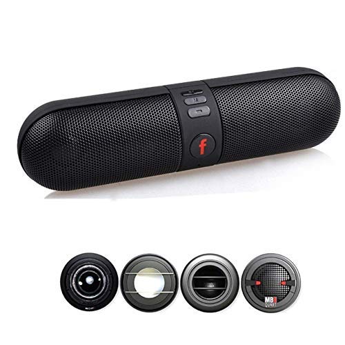 Pill Shape Portable Bluetooth Speaker 10W Capsule Stereo Sound (Black)