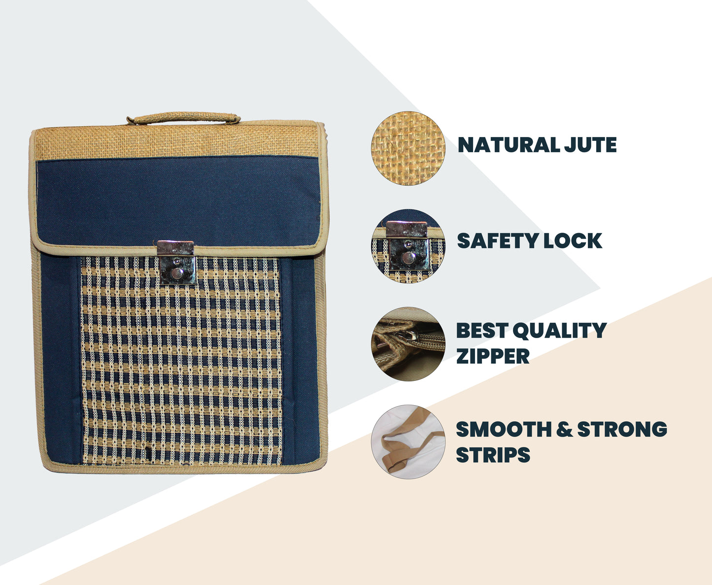 Handmade Unisex Jute Side Bag Crossbody Sling Messenger Bags with 3 open pocket 1 zipper (Beige)