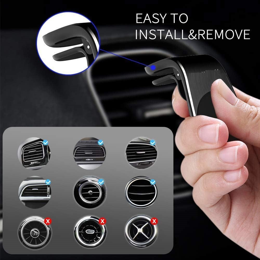 Magnetic Car Phone Holder Dashboard Air Vent Universal Smart Hands Free Phone Mount for All Smartphones (Black)
