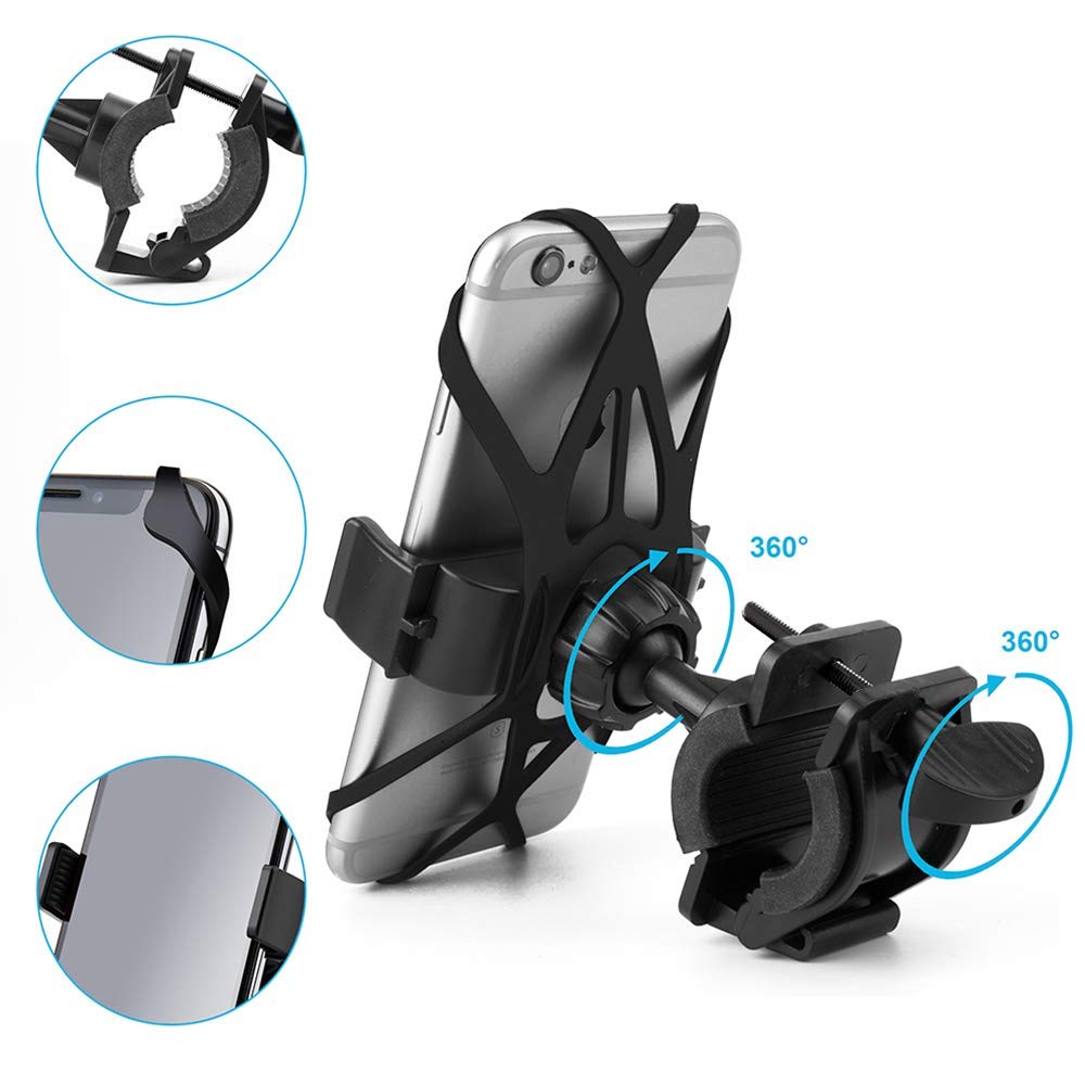Universal Adjustable Silicon Bike Phone Mount Holder Compatible with All Smartphones for Bicycle Motorcycle