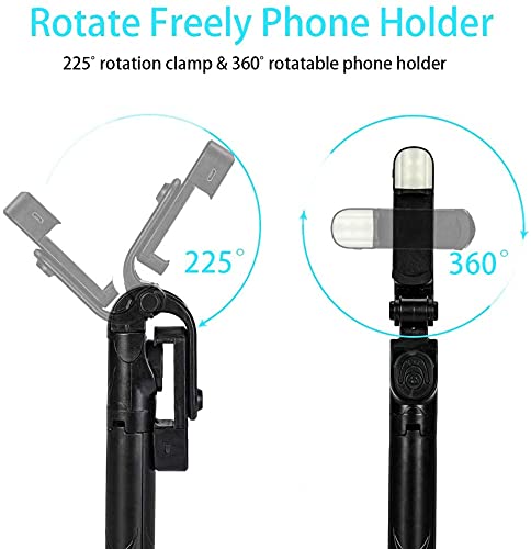 Tripod Mobile Stand & Selfie Stick with LED Light & Bluetooth Remote 4 in 1 (Black)