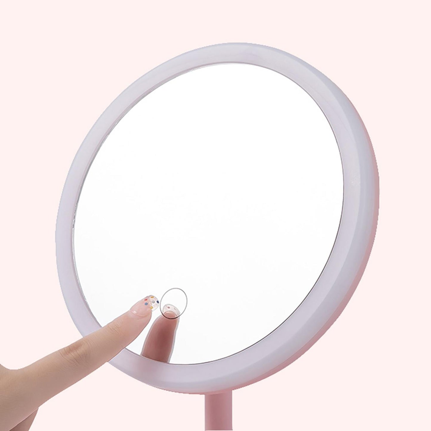 Portable Makeup Mirror with LED Fill Light, Rechargeable Touch Desktop Mirror with 3 Color Lighting