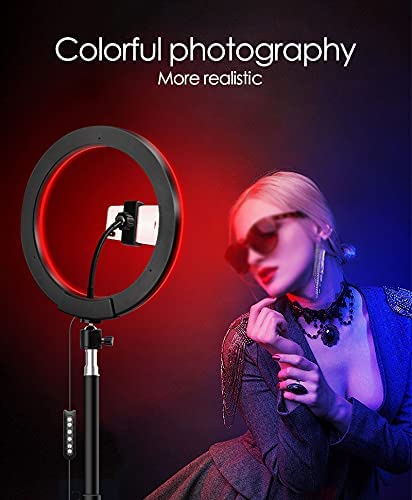 EYUVAA 18 Inch RGB Ring Light 3200-6500K with Ballhead & Phone Holder with USB Powered LED Ring Light