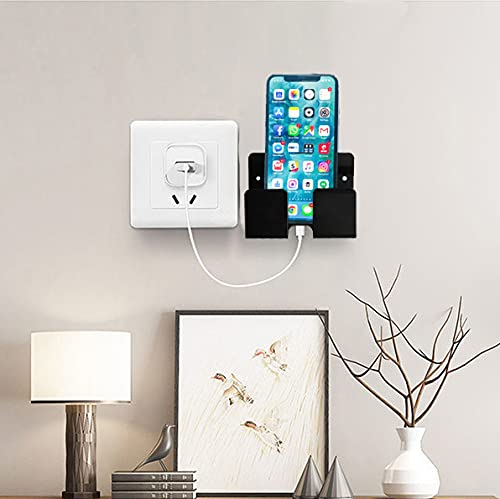 Metalic Wall Mount Phone Holder Multi Purpose Phone Charging Dock with Adhesive Strips Phone Holder for Wall