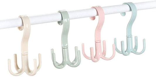 EYUVAA Rotating Closet Tie Rack and Belt Organizer, 4 Hook Hanger for Belts, Ties, Bag, Purse, Scarves, Cloths (Random Colour) (2 Pack)