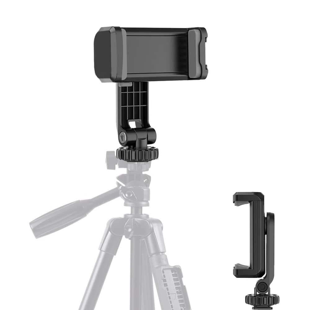 EYUVAA Tripod Mobile Holder Adjustable Clamp for Taking Video,Photos 360 Degree Rotation Phone Holder Compatible with Smartphones & All Types of Tripods