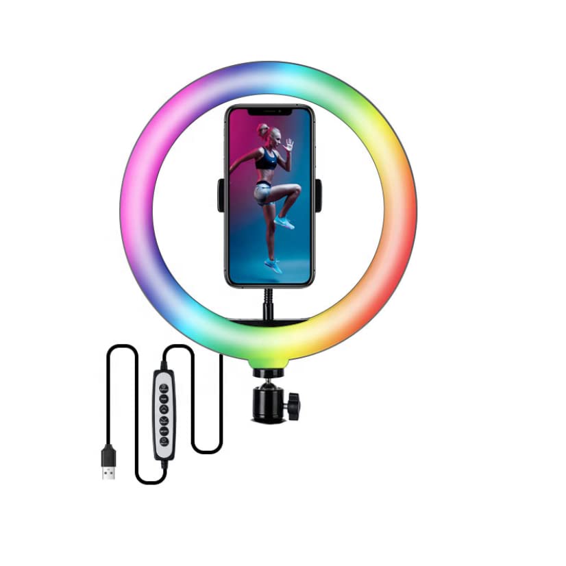 8 Inch LED RGB Ring Light with Phone Holder for Photography