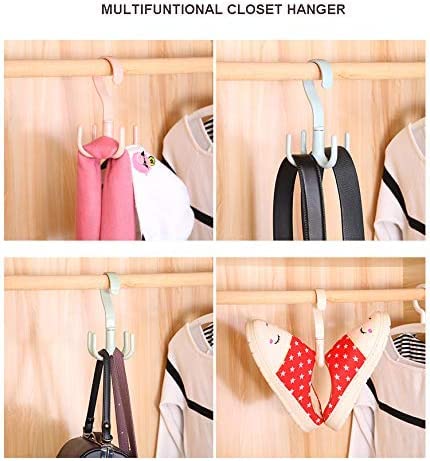 EYUVAA Rotating Closet Tie Rack and Belt Organizer, 4 Hook Hanger for Belts, Ties, Bag, Purse, Scarves, Cloths (Random Colour) (2 Pack)