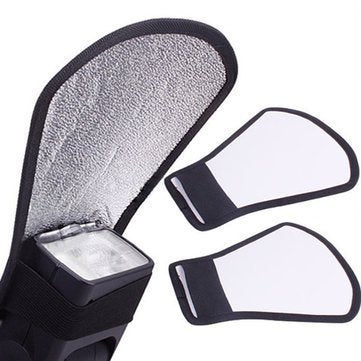 EYUVAA Silver White Flash Bouncer Diffuser Reflector for Speedlight, Bend Bounce Flash Universal Mount for Cameras