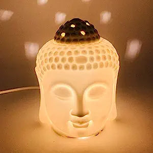 Electric Portable Ceramic Buddha Head Shape Diffuser with Dimmer Switch (White)