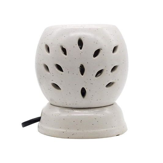 Ceramic Electric Aroma Diffuser | Round Shape Aromatherapy Oil Warmer cum Electric Lamp (White)