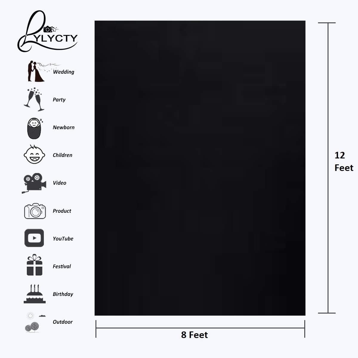 EYUVAA Polyester Wrinkle Resistant Photography Background Cloth for Photoshoot Portrait Video Shooting (8x12 ft) (Black)