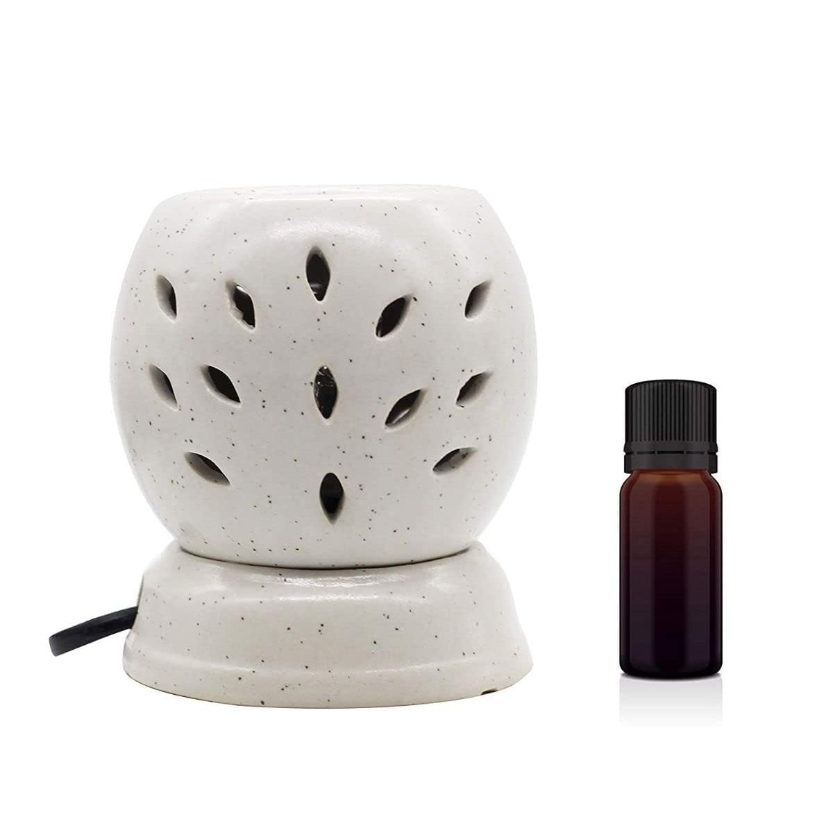 Ceramic Electric Aroma Diffuser | Round Shape Aromatherapy Oil Warmer cum Electric Lamp (White)