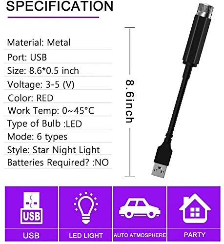 USB Star Light, Romantic Auto Roof Star Projector Night Light Adjustable Car Ceiling Lights Portable Star Decoration Lamp for Bedroom, Ceiling, Party, Walls, Car Interior
