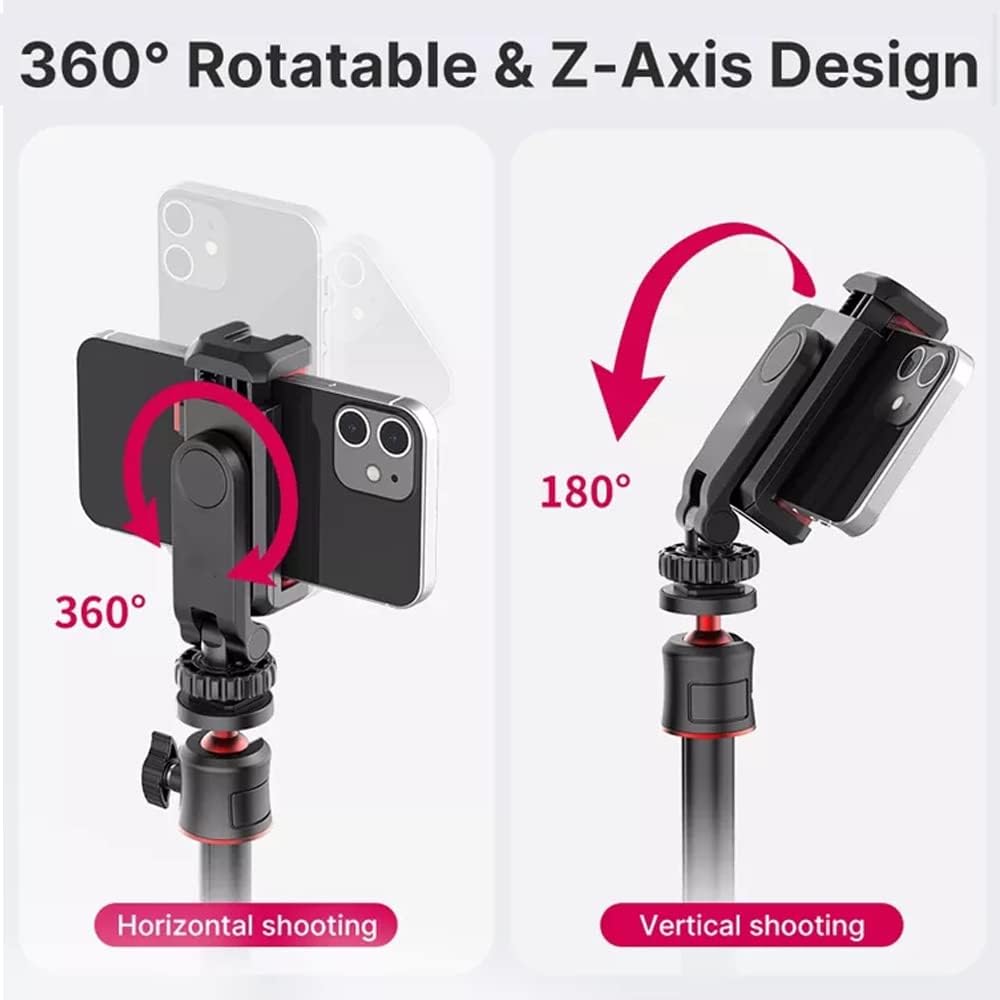 EYUVAA Tripod Mobile Holder Adjustable Clamp for Taking Video,Photos 360 Degree Rotation Phone Holder Compatible with Smartphones & All Types of Tripods