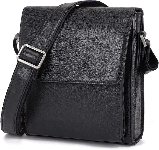 EYUVAA PU Leather Office,Travel Casual Crossbody Bag For Mens (Black)