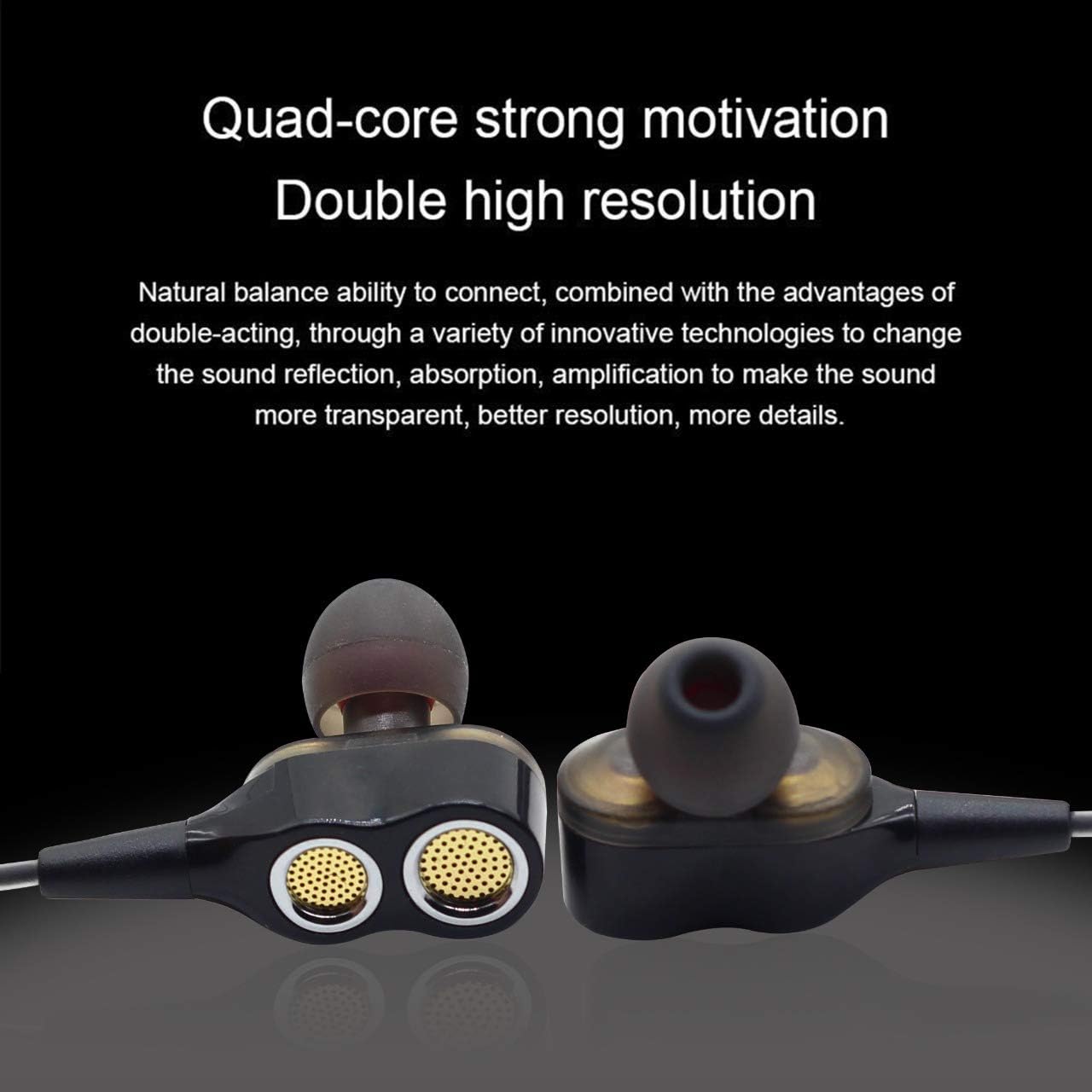 3.5 mm Dual Dynamic Drivers in-Ear Earphones with Mic (Black)
