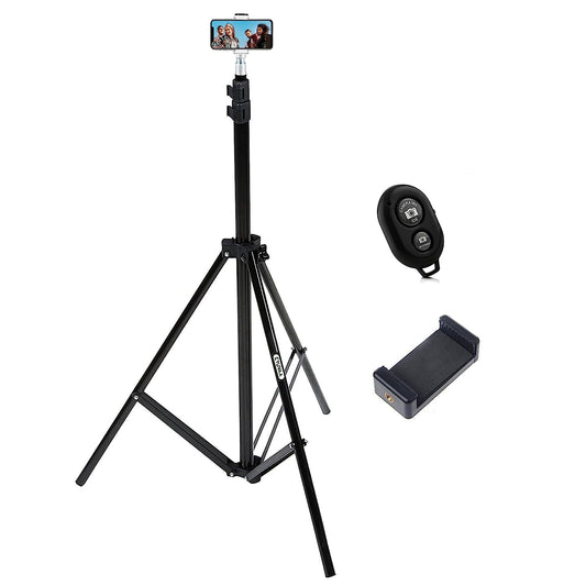EYUVAA Heavy-Duty 7 FEET Light Stand with Mobile Phone Holder Clip & Bluetooth Remote