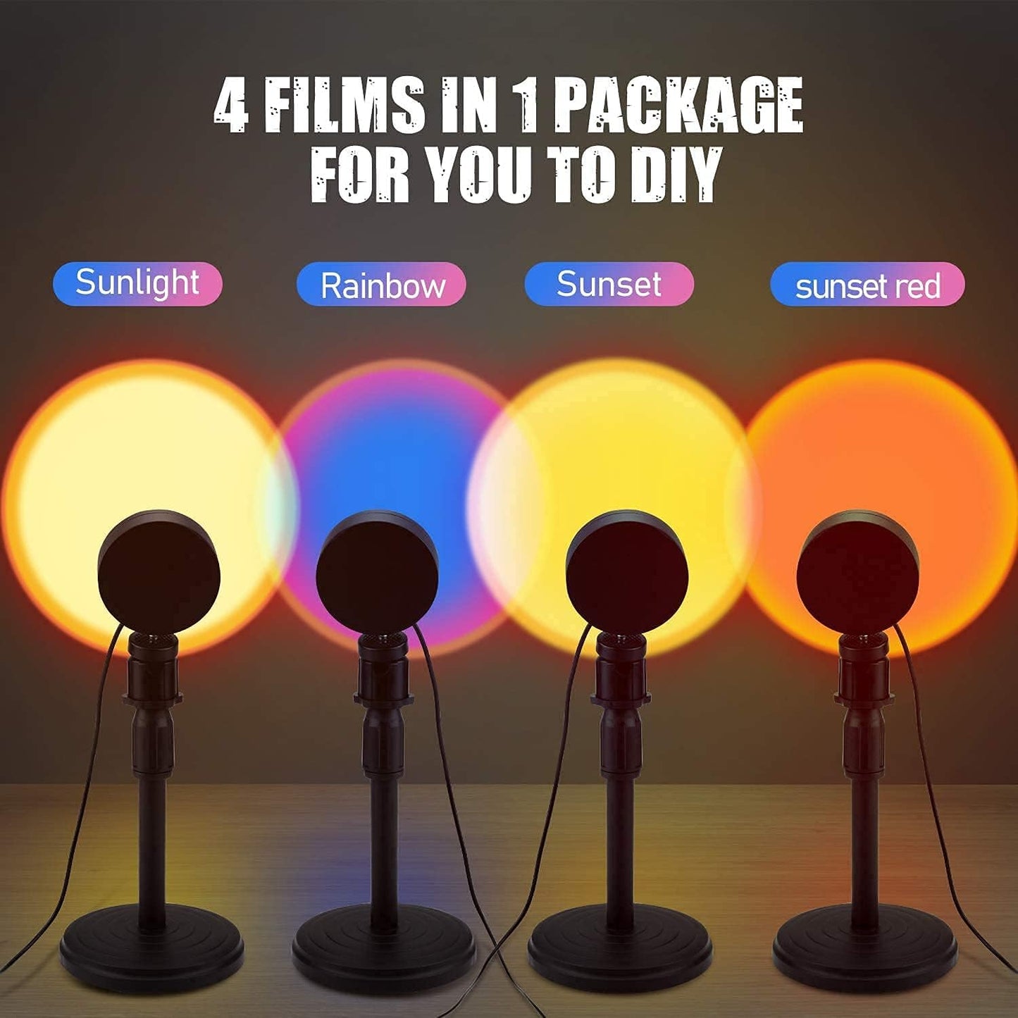 EYUVAA Sunset Lamp with Remote Rainbow Colour Changing Projection Night Light USB Charging Sunlight lamp