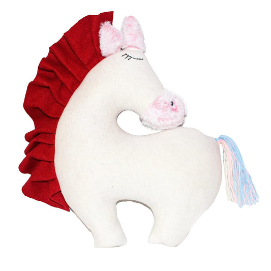 13.5 inches Unicorn Plush Soft Toys & Pillow for Kids (White Red)