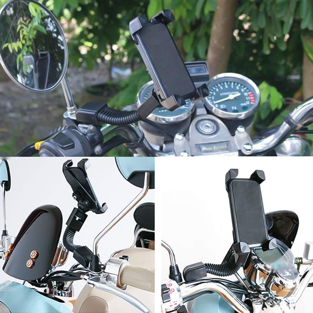 Universal Scooty Bike Phone Holder with Charger, 360° Rotation Anti Shake Holder for All Smartphones (Black)