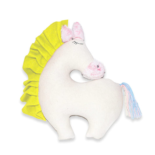 13.5 inches Unicorn Plush Soft Toys & Pillow for Kids (White Yellow)