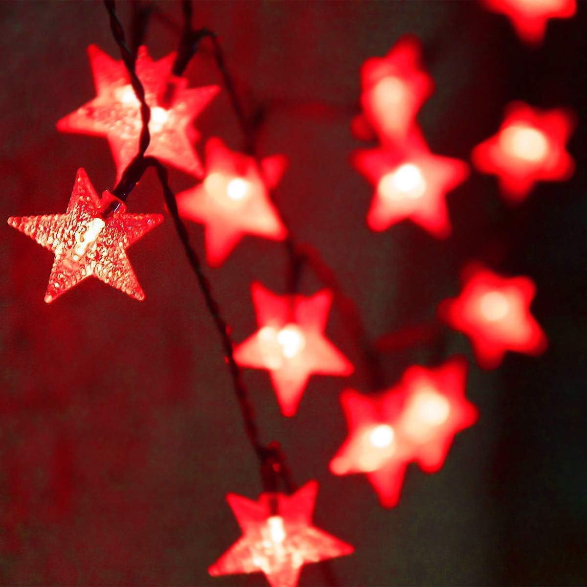 10 Meter Star String Lights for Home Decoration with 8 Modes (Red)