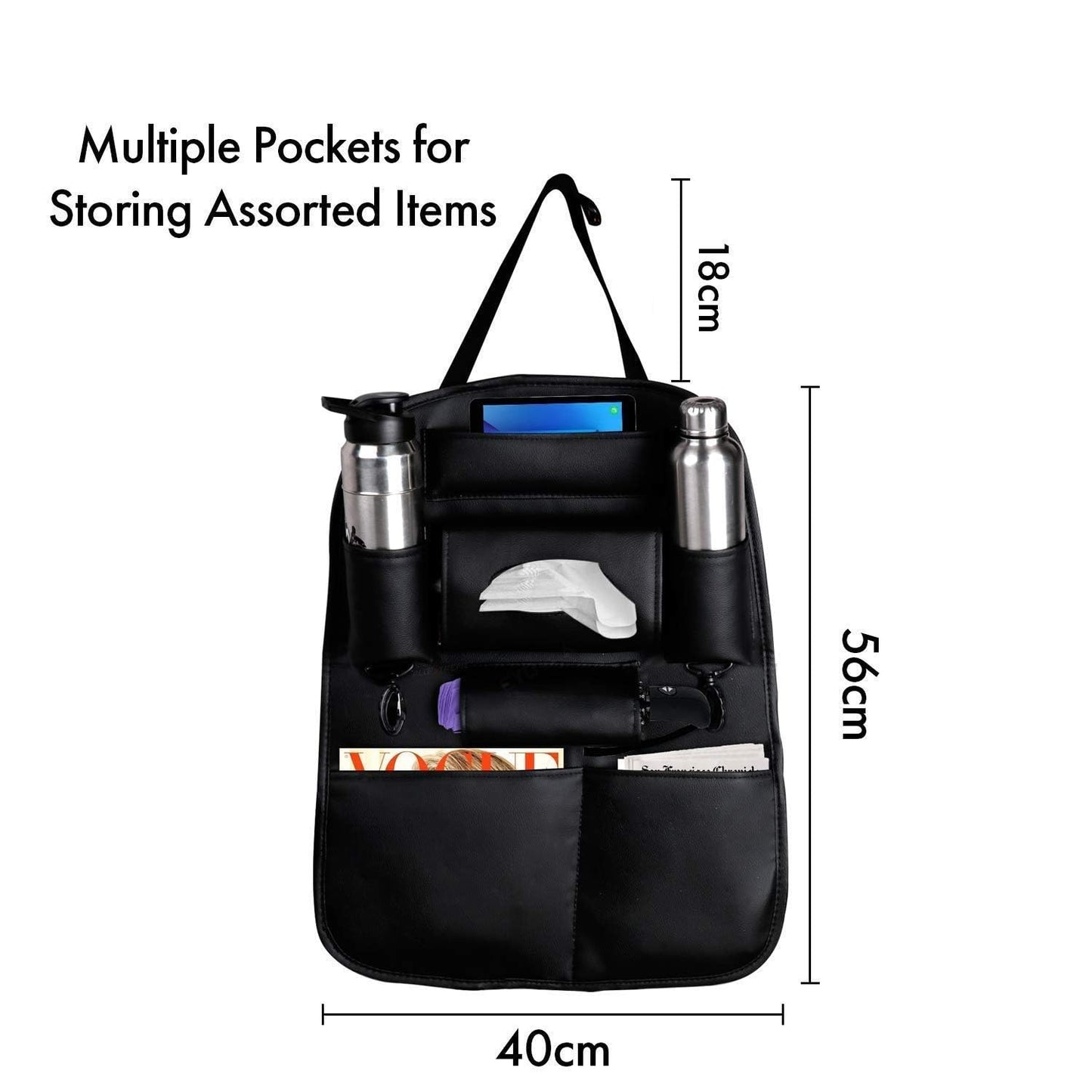 Multi Pocket Backseat Storage Car Back Seat Organizer (Black)