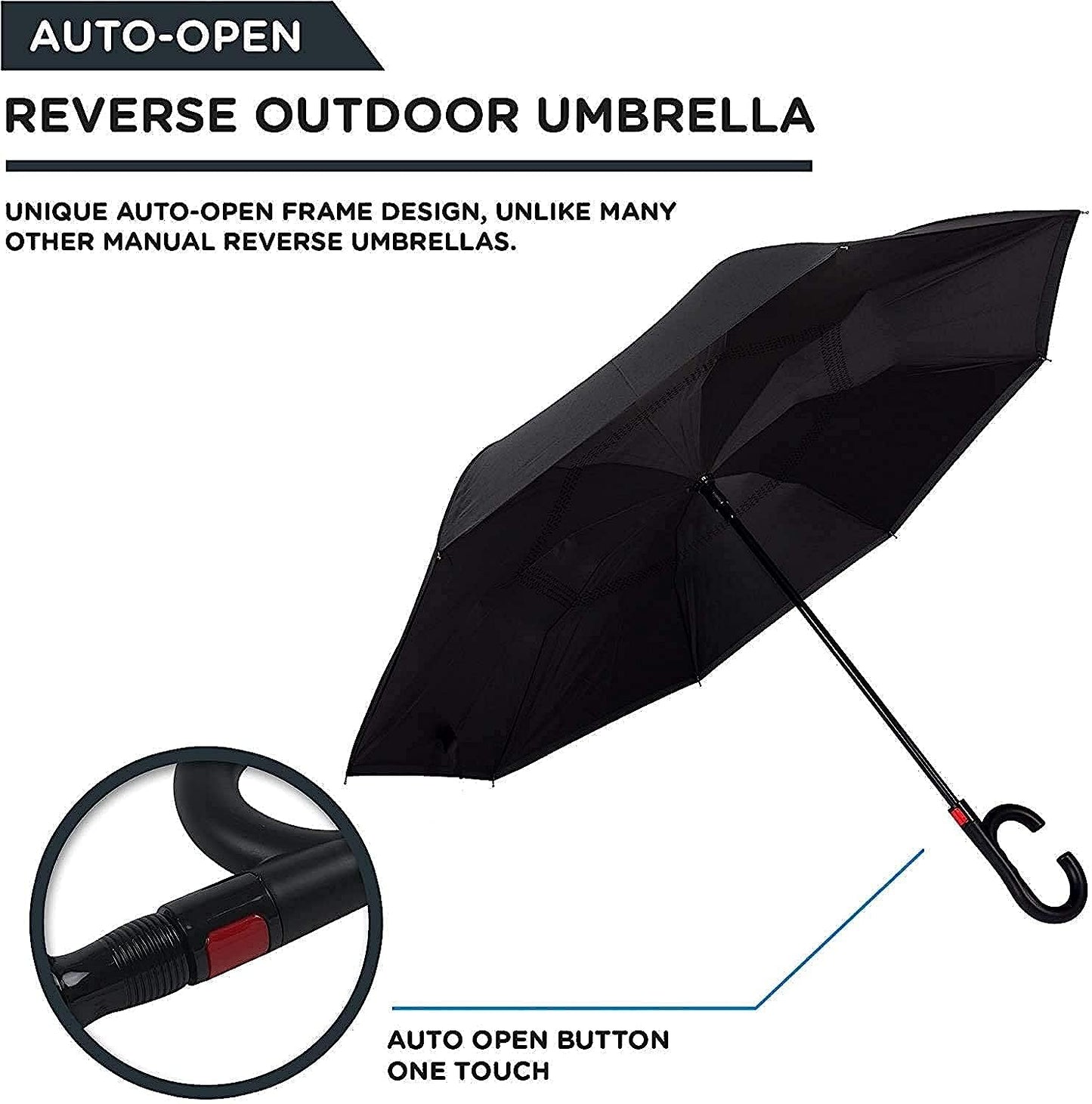 Double Layer Umbrella No Drip with C-Shaped Handle (Multicolor)