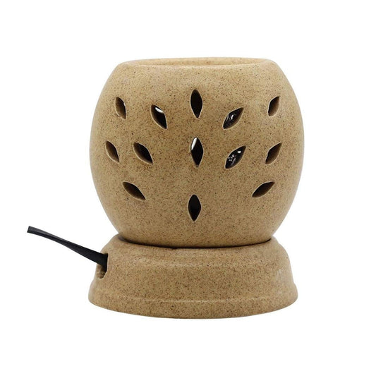 Ceramic Electric Aroma Diffuser | Round Shape Aromatherapy Oil Warmer cum Electric Lamp (Brown)