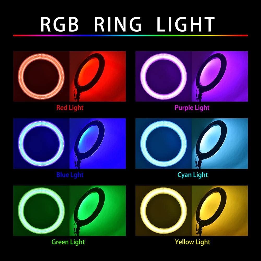 10 Inch RGB Ring Light 3200-6500K with Ball head & Phone Holder
