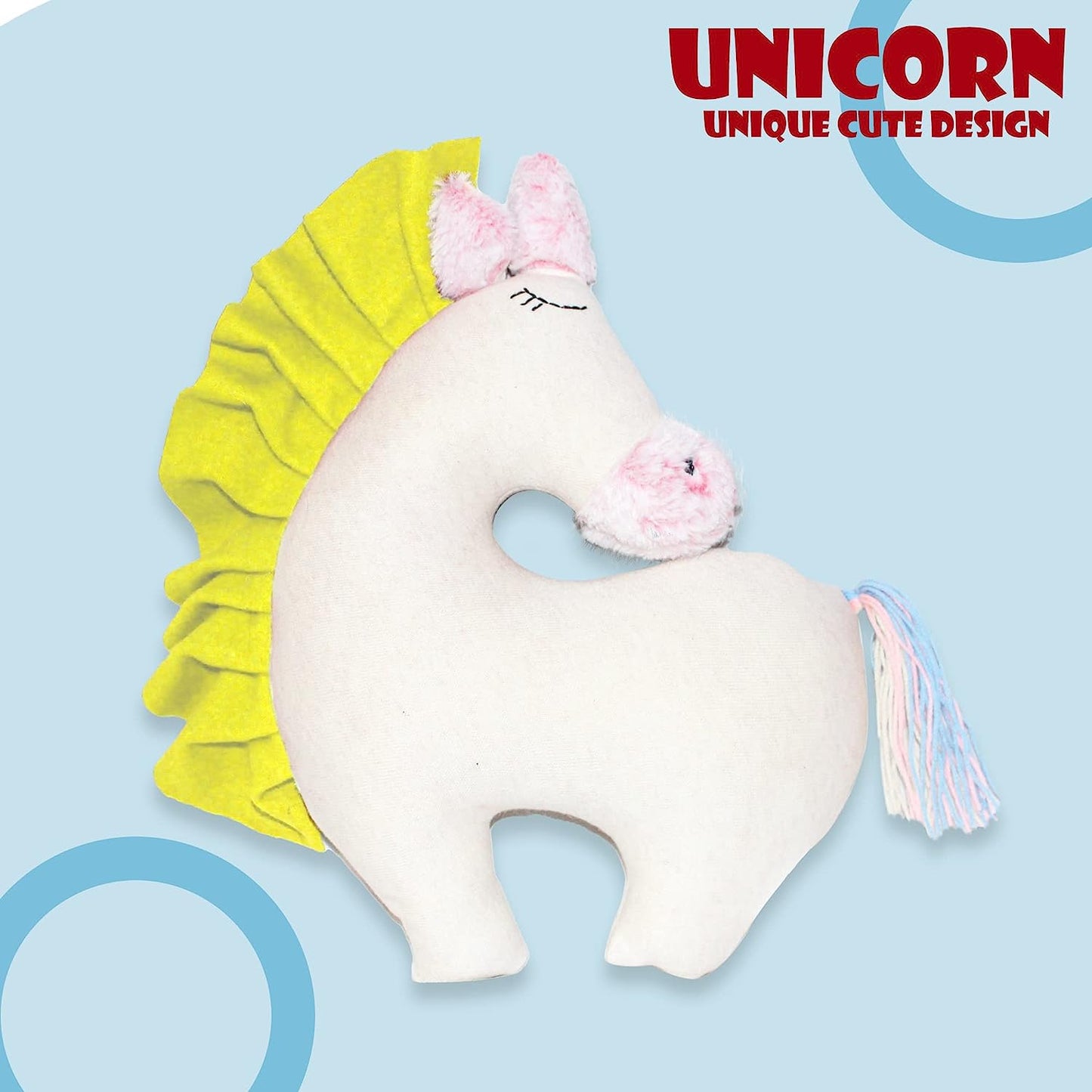 13.5 inches Unicorn Plush Soft Toys & Pillow for Kids (White Yellow)