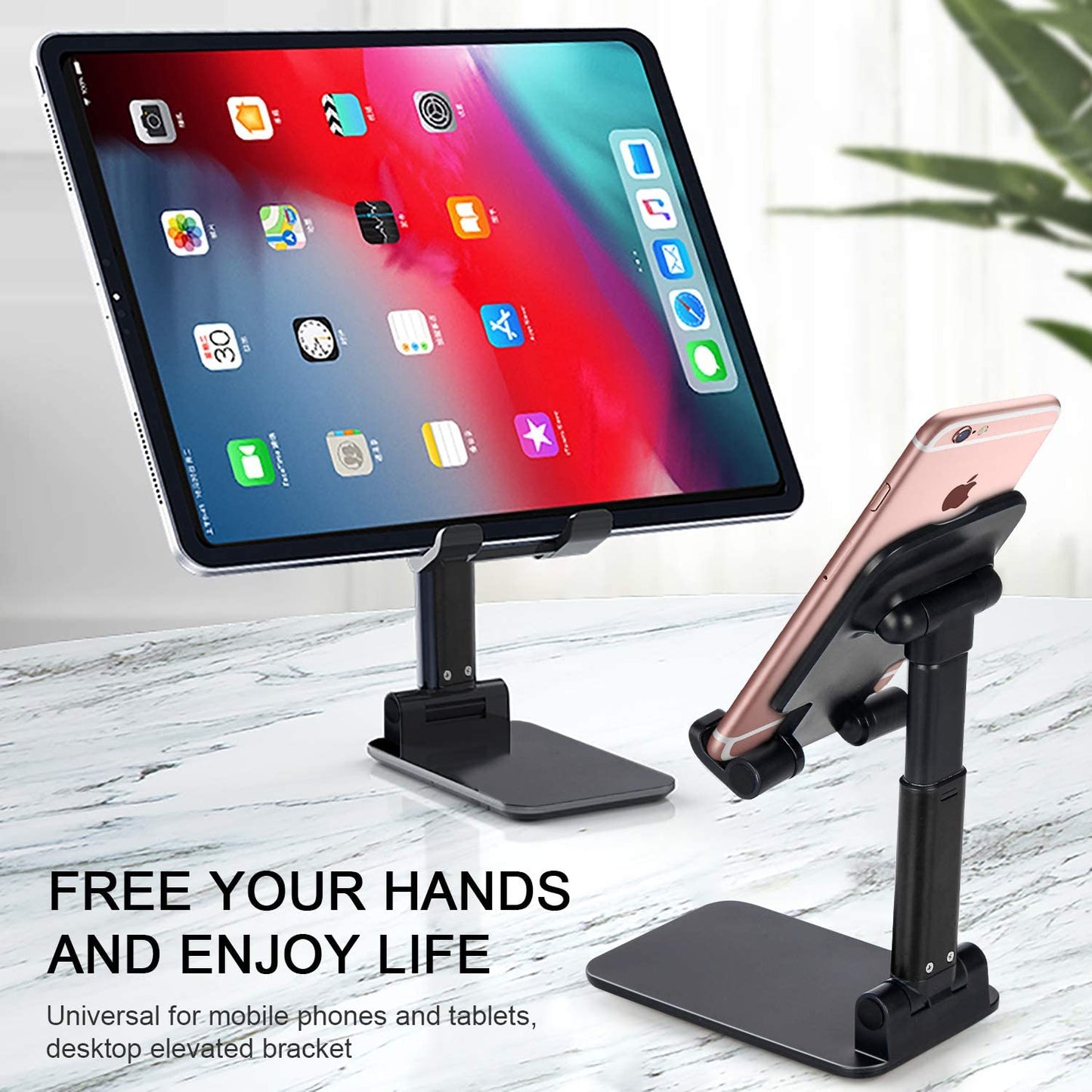 Premium Smart Foldable Mobile & Tablet Stand Universal Phone Holder (Black)