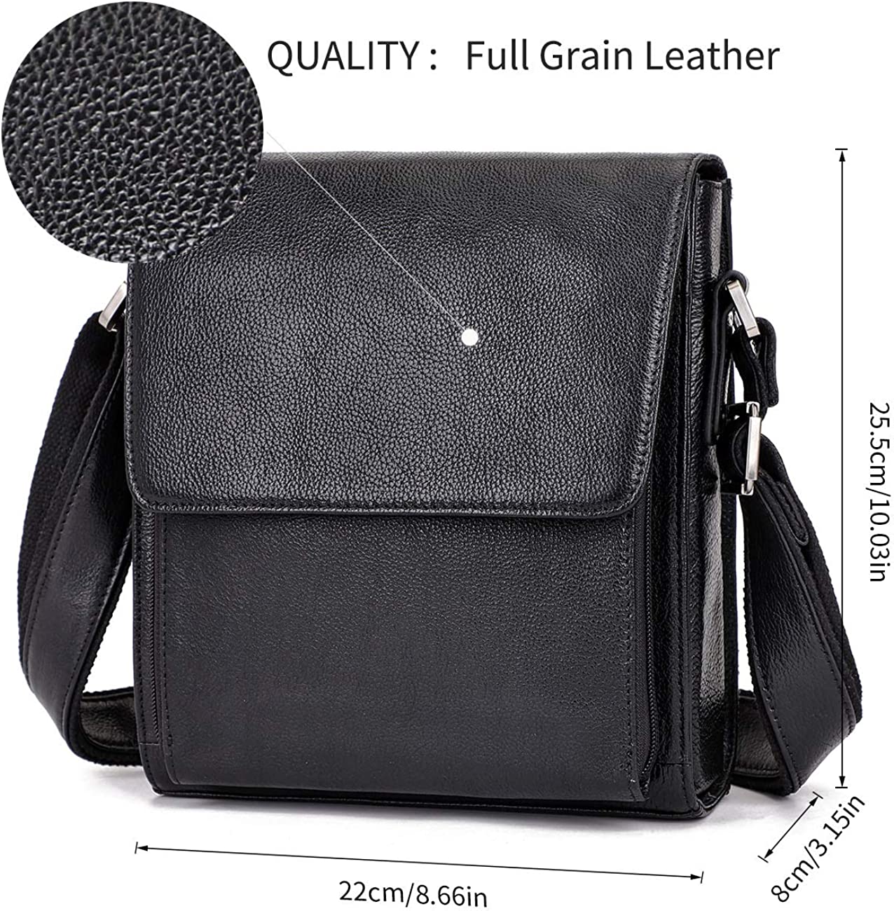 EYUVAA PU Leather Office,Travel Casual Crossbody Bag For Mens (Black)