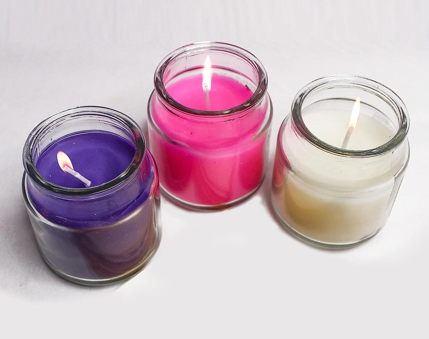 Paraffin Indian Scented Wax Jar Candle Set Pack of 3 (Lavender, Vanilla & Rose)