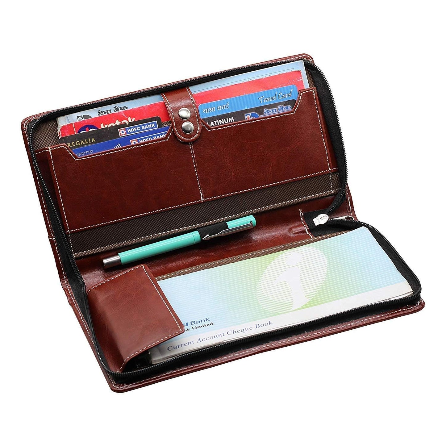 EYUVAA Brown Leatherite Chequebook Card Holder (EVCBH01B)