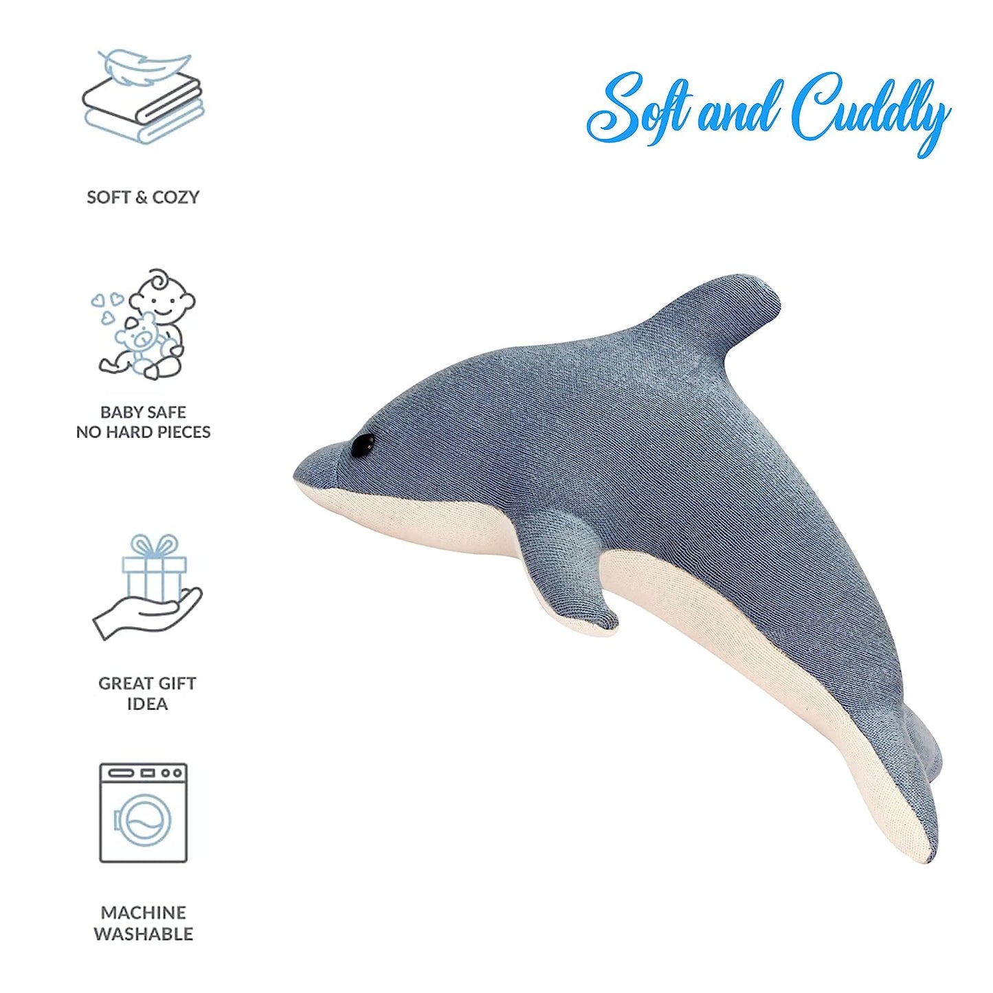 Dolphin Stuffed Animals Soft Toy with Cute Black Eyes for Kids (Pink)