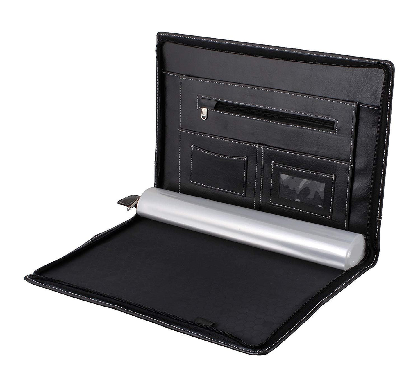 EYUVAA 20 Leafs Leatherette Professional Document Conference Certificate Documents Files Holder with Pen Holders (Black)