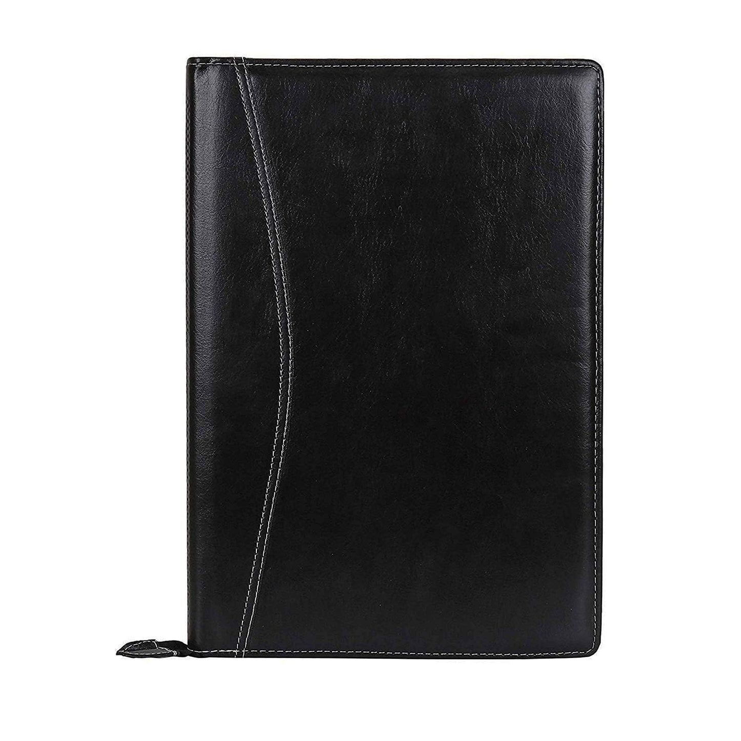 EYUVAA Professional Executive Waterproof Leather Certificate and Documents Organizer File with Pockets, Zip Closure and Card Holder -B4, 20 Leafs (Black)