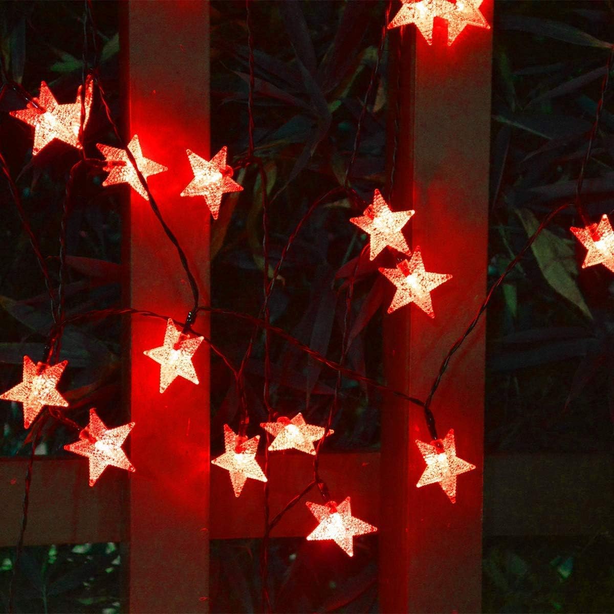 10 Meter Star String Lights for Home Decoration with 8 Modes (Red)
