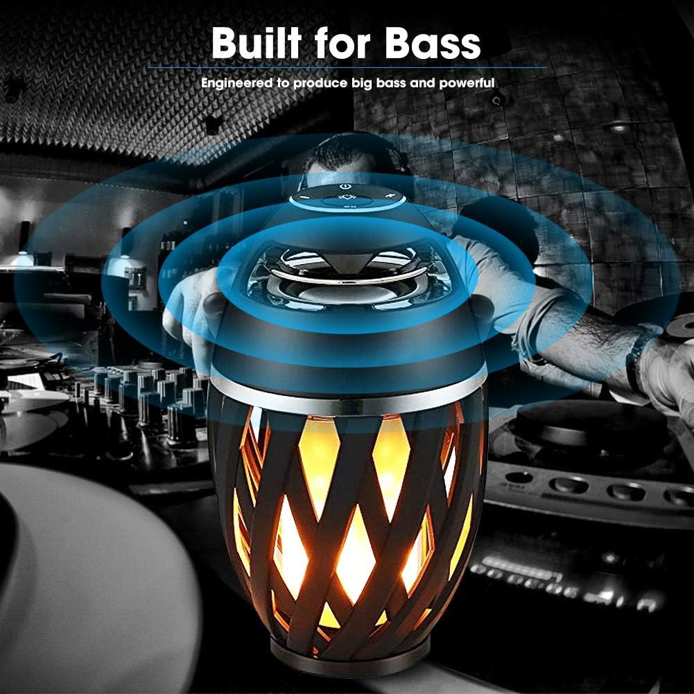 Flame Outdoor Portable Bluetooth Speakers, HD Stereo Audio and Enhanced Bass, Desk Lamp Wireless Speaker, Long Playtime, IP65-Waterproof (Black, 5W)