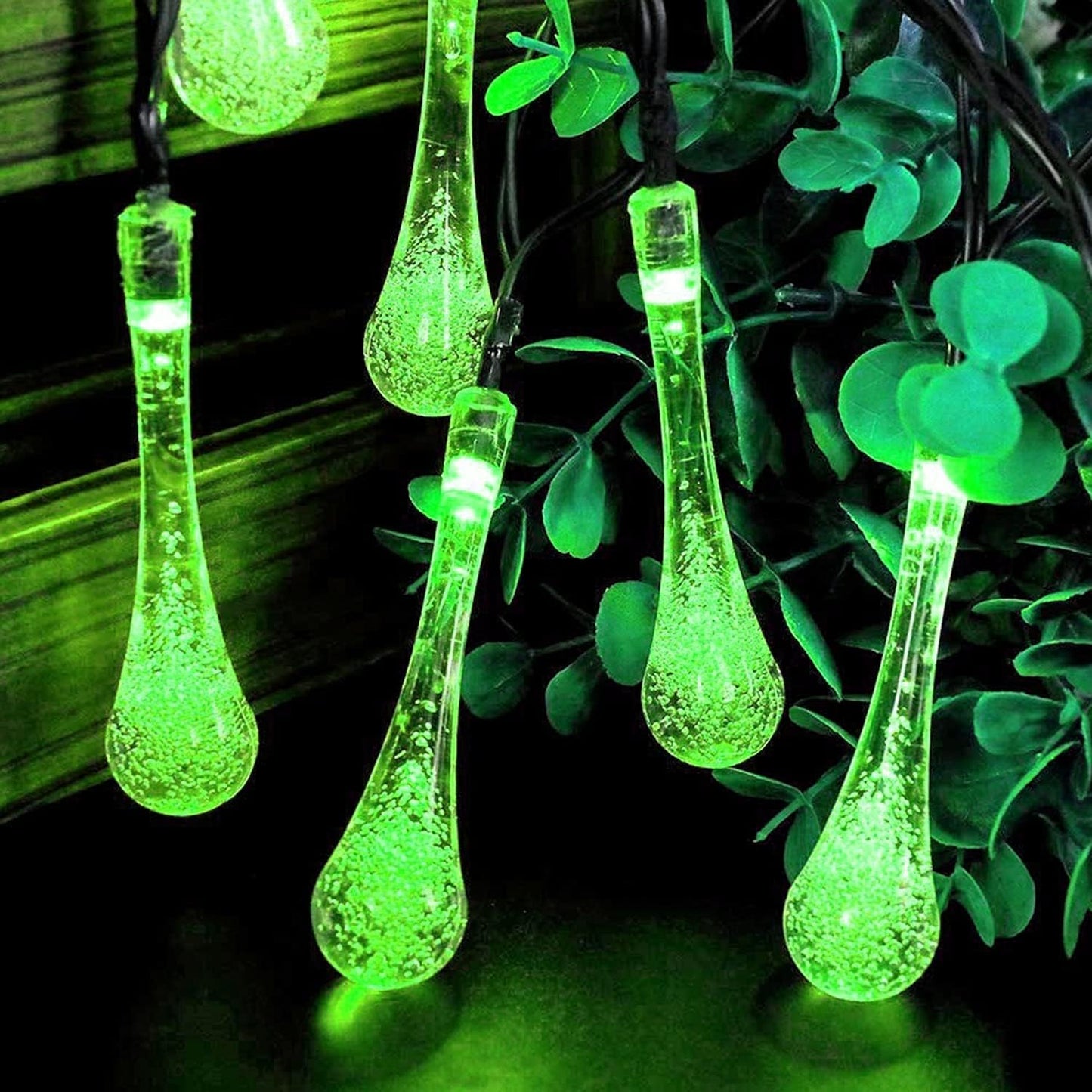 EYUVAA Crystal WaterDrop Shape LED Decorative Fairy Light, 18 Bulb 8 Meter Long LED String Lights for Decoration for Diwali Home, Festival (Green)